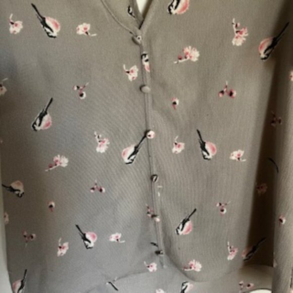 🧡3/15 Kaii Los Angeles Bird Floral Print Top Decorative Front Buttons Women's S - Picture 3 of 12
